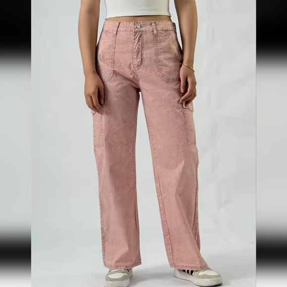 Disclosure Women's Pink Wide-Leg Cargo Pants,  size 13/31 - Picture 1 of 14
